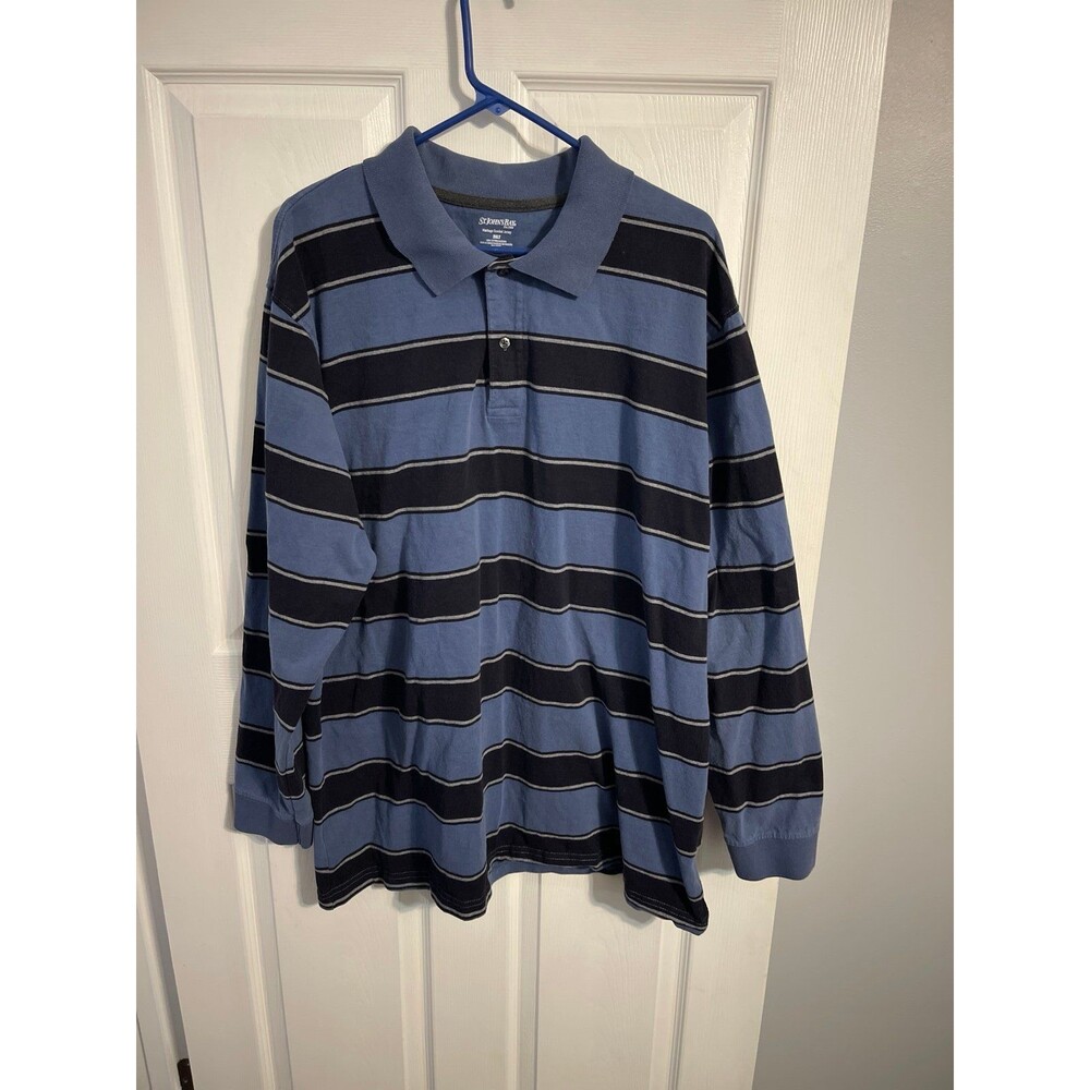 St. John’s Bay Long Sleeve Polo Shirt Size 2XLT Blue